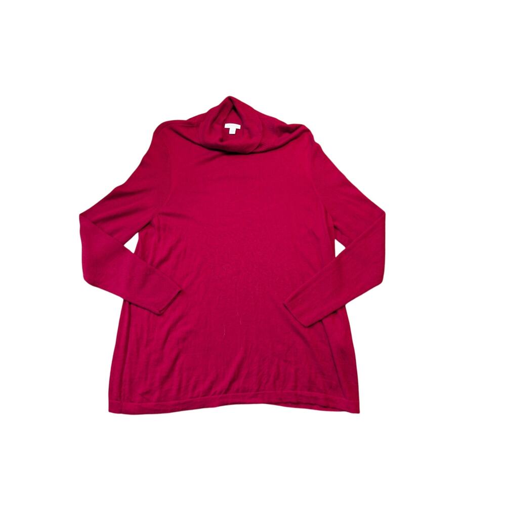 J.Jill Women’s Tunic Sweater Size XL Red Silk and Cotton Cowl Neck Long Sleeve
